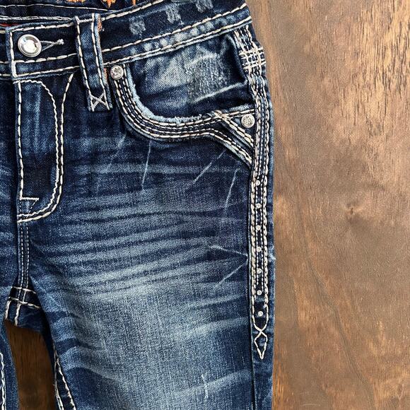 Rock Revival Womens Jeans Blue Denim Rebekah Mid Rise Boot Embroidered 26 - Picture 10 of 14